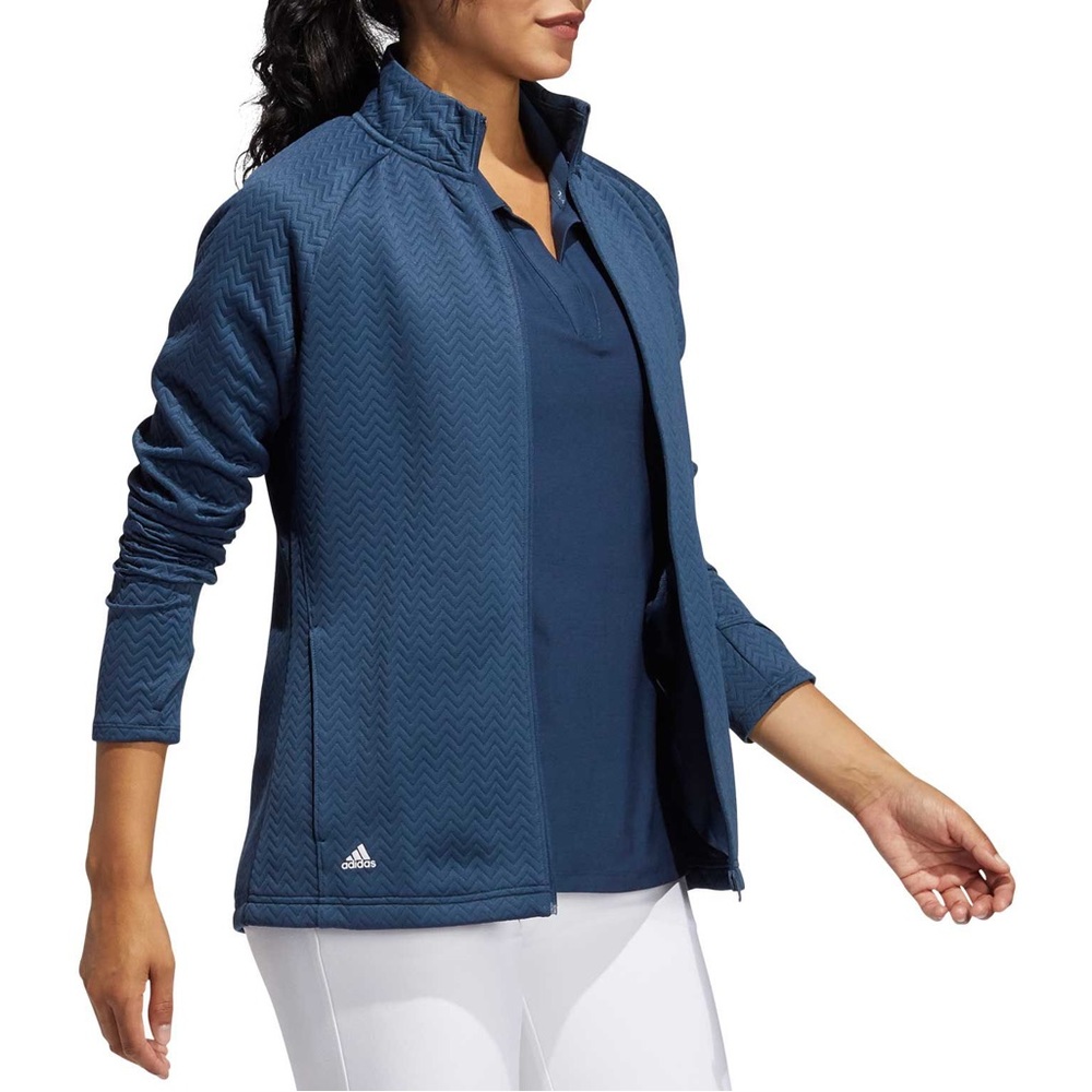 Adidas/ EUC Women's Textured Full-Zip Jacket Crew Navy Layer
